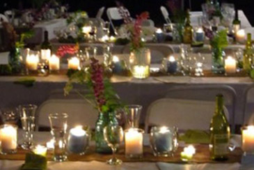 Outdoor reception under the pavillion at night
